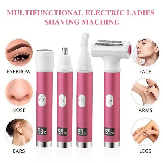 Женская электробритва с 4 головками, светодиодный дисплей, USB-перезаряжаемая портативная бритва для лица, тела, зоны бикини, рук, ног, эпилятор, бритва, триммер