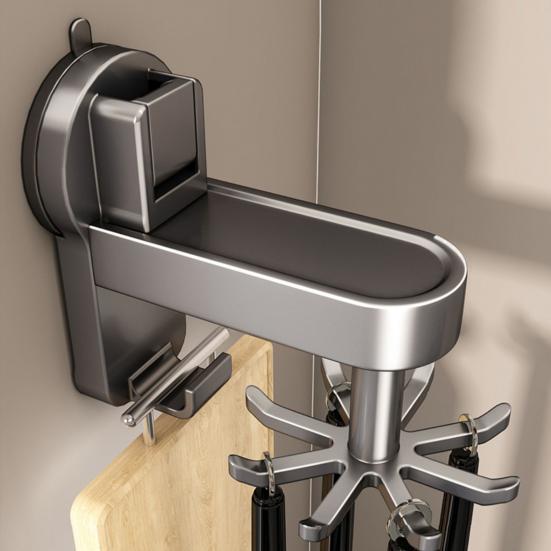 Присоска держатель для посуды прочный несущий простой монтаж настенный кухонный вращающийся на 360 градусов