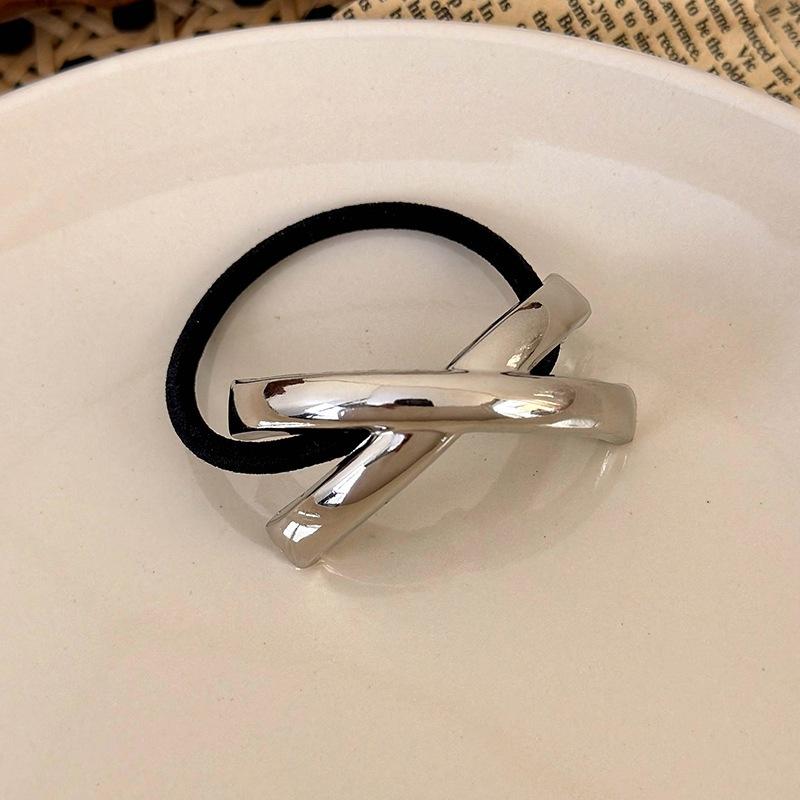Cool Elegant Temperament Geometric Metal Hair Rope for Woemn Korean Style High Elasticity Does Not Hurt The Hair Scrunchies Fash