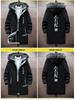 Men's Winter Fleece-Lined Hooded Mid-Length Printed Cotton Coat - Trendy & Warm Casual Jacket