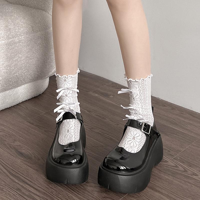 Round Head Heightened Thick Sole Mary Jane Small Leather Shoes Women's 2025 New Spring and Autumn Versatile Skirt Light Mouth Thick Heel Single Shoes