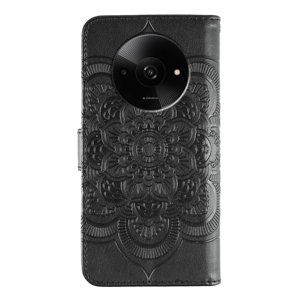 Для Xiaomi Poco C61 4G/Redmi A3 4G Чехол из ПУ кожи с тисненым дизайном мандалы Чехол-кошелек для телефона