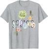 Hello Spring Flowers Graphic Tee Casual Cotton Short Sleeve T-Shirt Daily Wear
