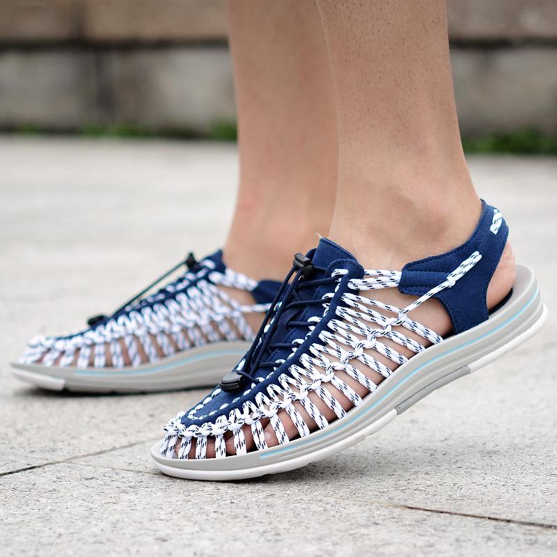 Summer Men's and Women's Beach Sandals Soft Soled Shoes Woven Casual Slippers 38-47