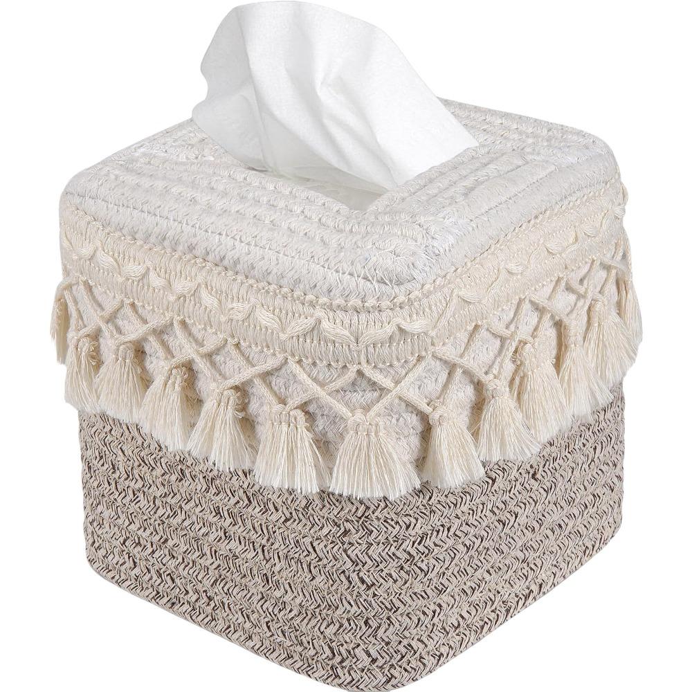 Hand-woven Minimalist Tissue Box Cotton Thread Napkin Storage Box Toilet Paper Box Office
