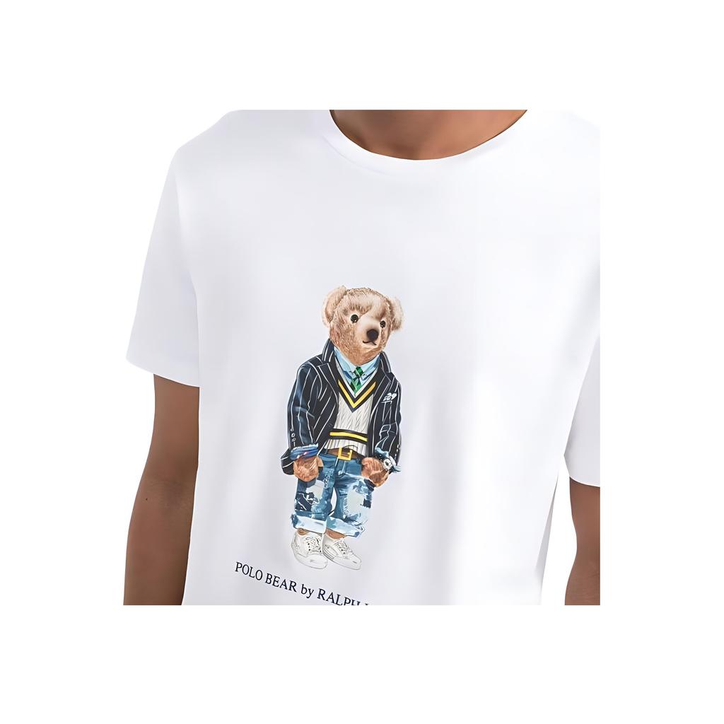 Polo Ralph Lauren SS22 Bear Print Crew Neck Short Sleeve T Shirt Men Tops White 710853310-008