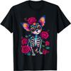 Mexican Sugar Skull Chihuahua Dia De Los Muertos Halloween T-Shirt