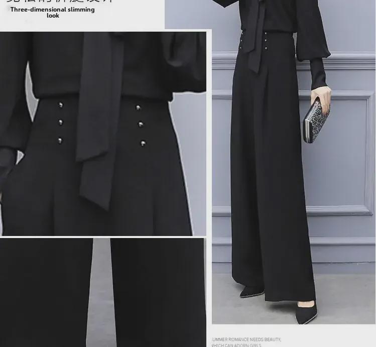 2025 Women's Fashion: Southeast Asia Two-Piece Set - Wide-Leg Pants & Loose Long-Sleeve Casual Suit Korean Style.