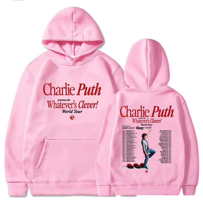 Charlie Puth Whatever's Clever! World Tour 2026 Hoodies Long Sleeve Male Hooded Sweatshirt Casual Design Graphic Pullovers
