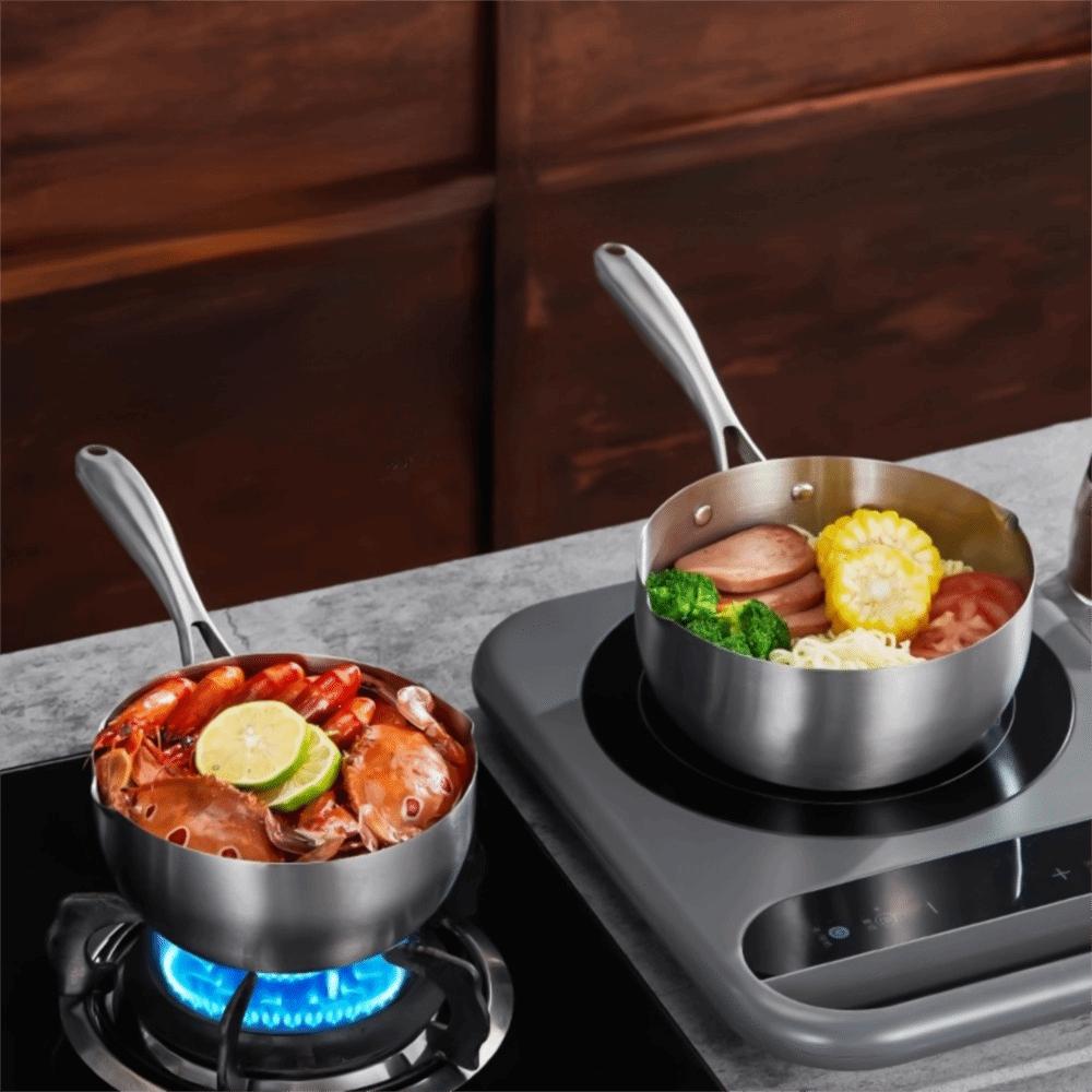 Flat Bottom Milk Pot No Coating Stew Pot Universal Stainless Steel Saucepan Induction Cook-top