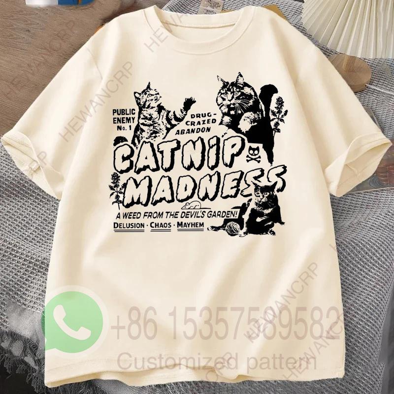 Crazy Kitten Tshirt Mens Tracksuit Summer Crew Neck Pullover Cotton Casual Sportswear Fashion Tops Harajuku Retro Streetwear