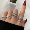 European and American butterflies3Set of Open Joint Rings for Women Creative Vintage Hollow Heart-shaped Ring with an Aged Finish