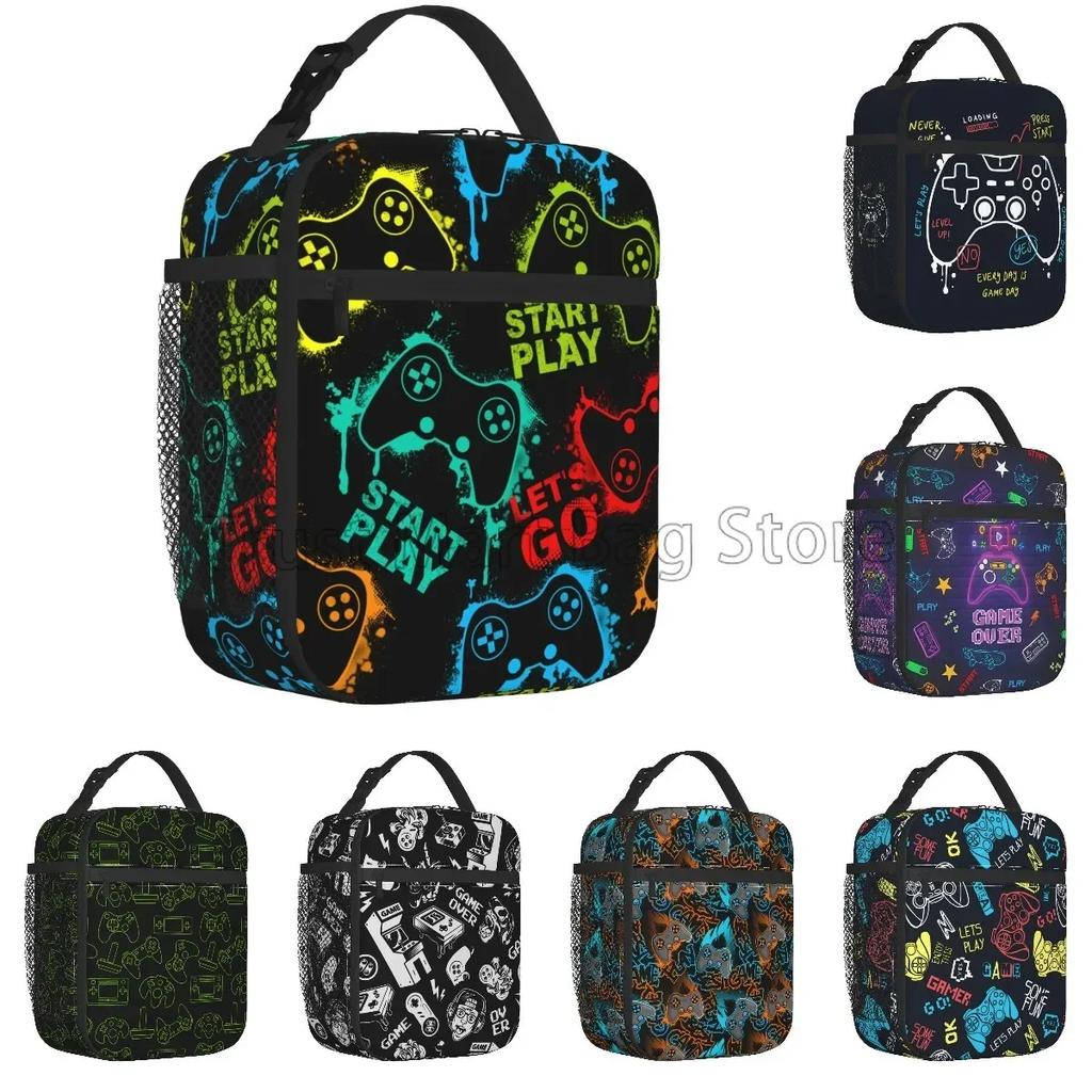 Контроллер для видеоигр, изолированный ланч-бокс, геймпад, водонепроницаемый портативный термосумка для ланча Bento для школы, путешествий, пикника, пляжа