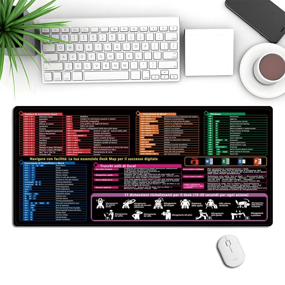 Anti-Slip Base Cheat Sheet Mouse Pad Italian Version Office Desk Mat New Keyboard Pad  Office Desk