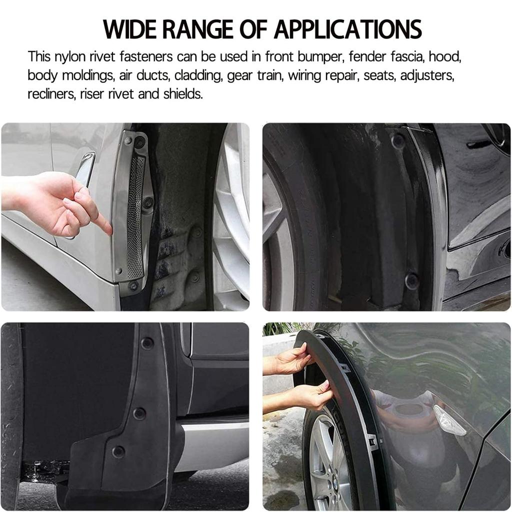 150Pcs Plastic Rivet Clip,Automotive Universal Nylon Pop Rivet Assortment,6 Most Popular Sizes Black Nylon Universal Rivet Kit,Replacement For GM