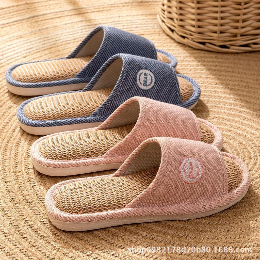 Women's Four-Season Linen Slippers: Silent, Sweat-Absorbent, Non-Slip for Indoor Use