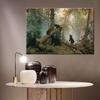 Oil Painting In the Morning On Pine Forest Bear, Cotton Print Shishkin Wall Art Image Decoration
