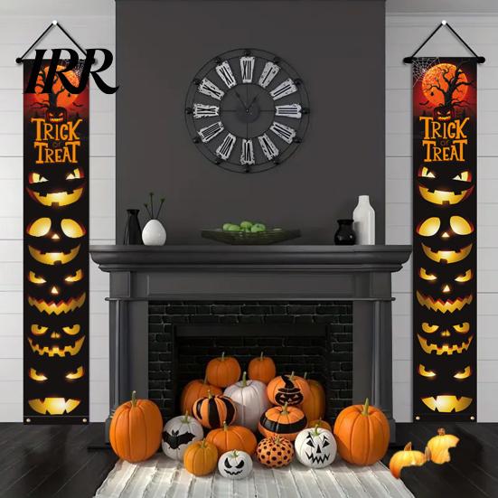 Party Hanging Decoration Halloween Porch Sign Banner, Pumpkin Ghost Awning Wall Decorative Accessory Door Decoration, Front Wreath Banner Yard Festive