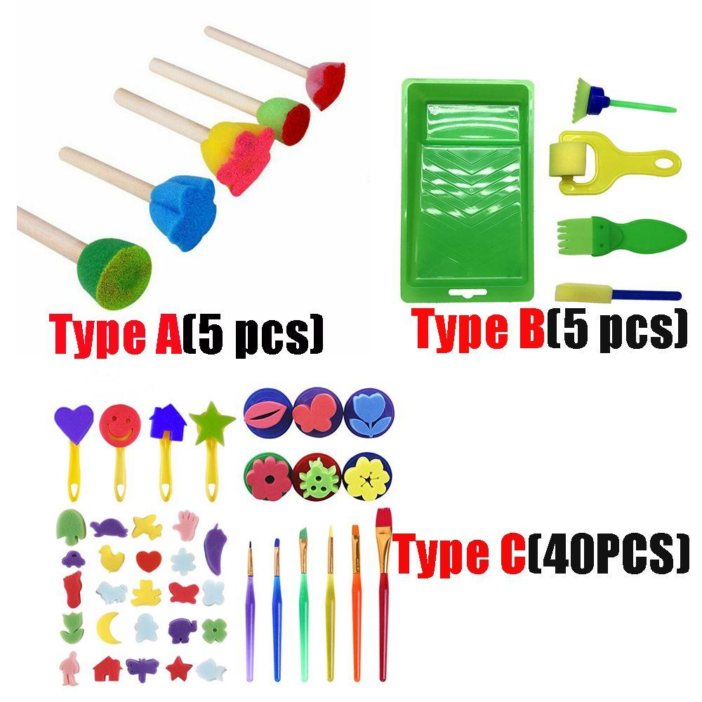 Children Toddler Children Painting Brush Flower Pattern Kids Paint Brushes Sponge Kids Paint Tool