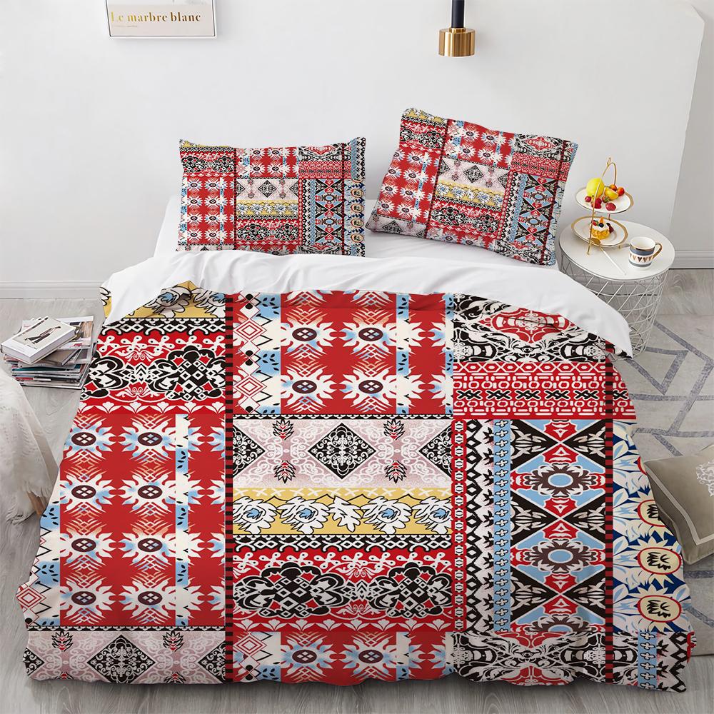 Boho Floral Bedspread Patchwork Coverlet Set Reversible Soft Bedding Farmhouse Garden Bed Quilt Sets for All Season Women Men