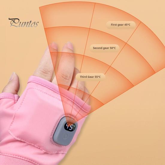 1 пара перчаток с подогревом, регулировка температуры, зимние теплые мягкие перчатки, портативные перезаряжаемые USB-перчатки с подогревом без пальцев