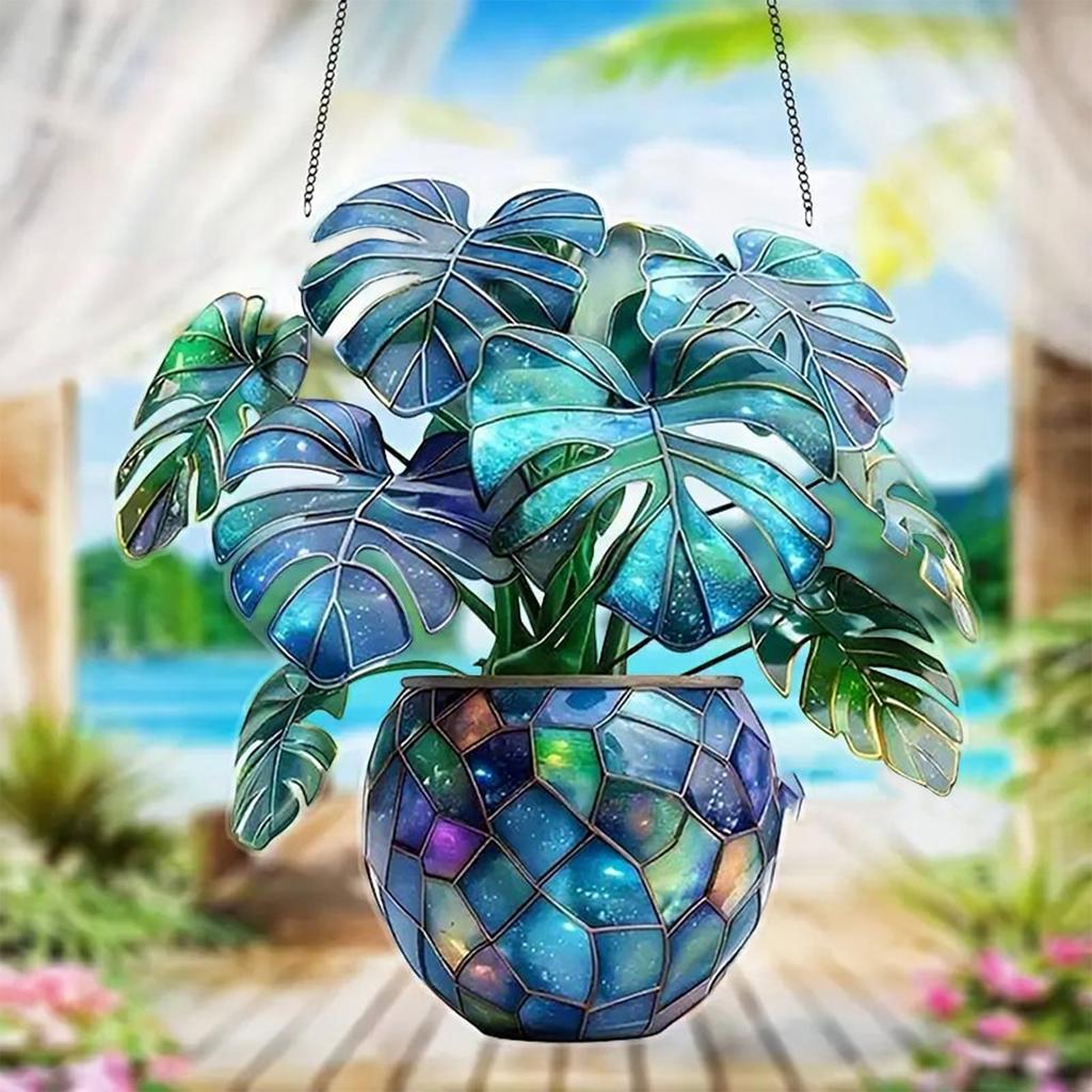 Art Flower Painted Window Decoration Hanging Acrylic Window Decoration Hanging, Creative Lighting Craft Pendant Light Home Decoration Hanging