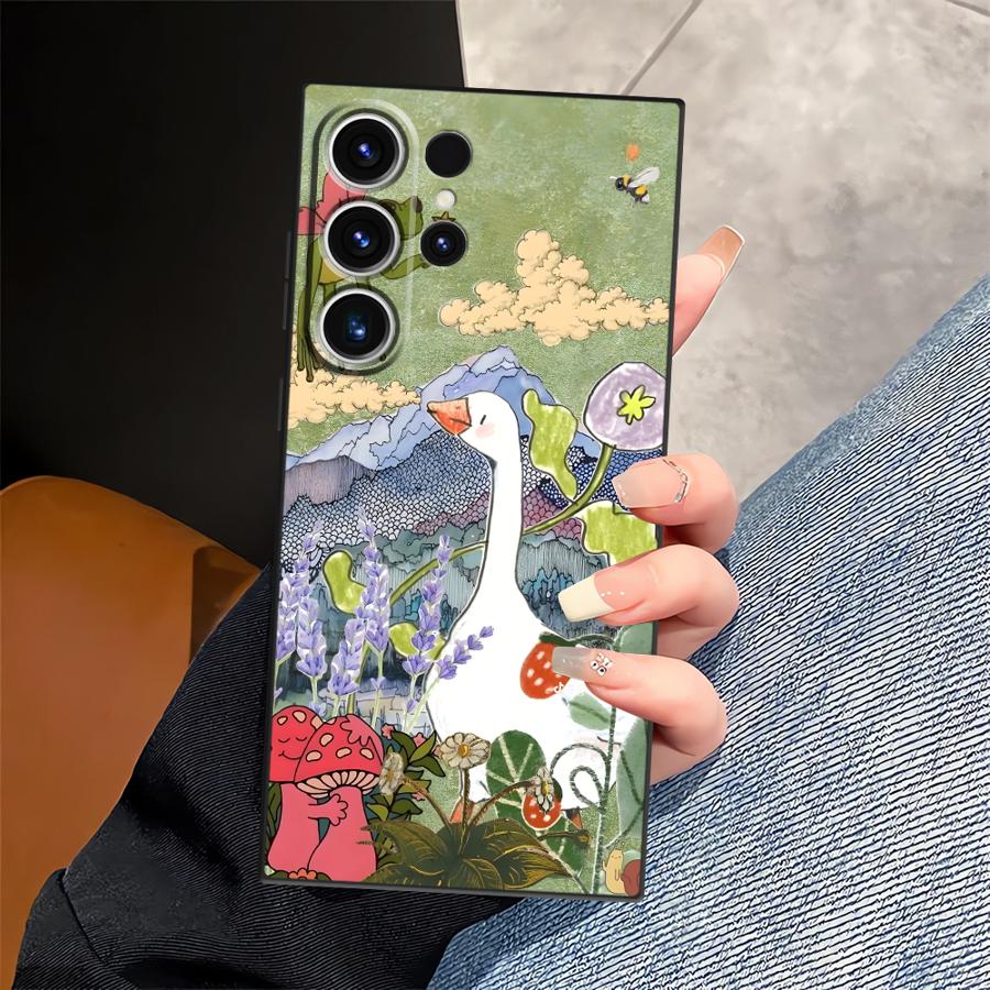 Мультяшный чехол Утка Кошка для Samsung Galaxy S26 Ultra S10 S9 Note 20 8 9 10 S24 S25 Plus S21 FE S20 Ultra S23 Funda Чехол для телефона