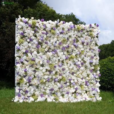 Uflower Искусственная Белая Роза Цветочная Стена Сворачивающаяся Ткань Цветочный Фон для Свадебного Мероприятия Вечеринки Декорации Занавеска