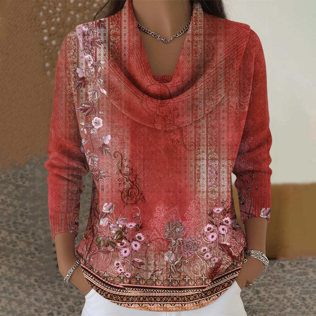 Женский повседневный и модный свитер с круглым вырезом, длинными рукавами и принтом