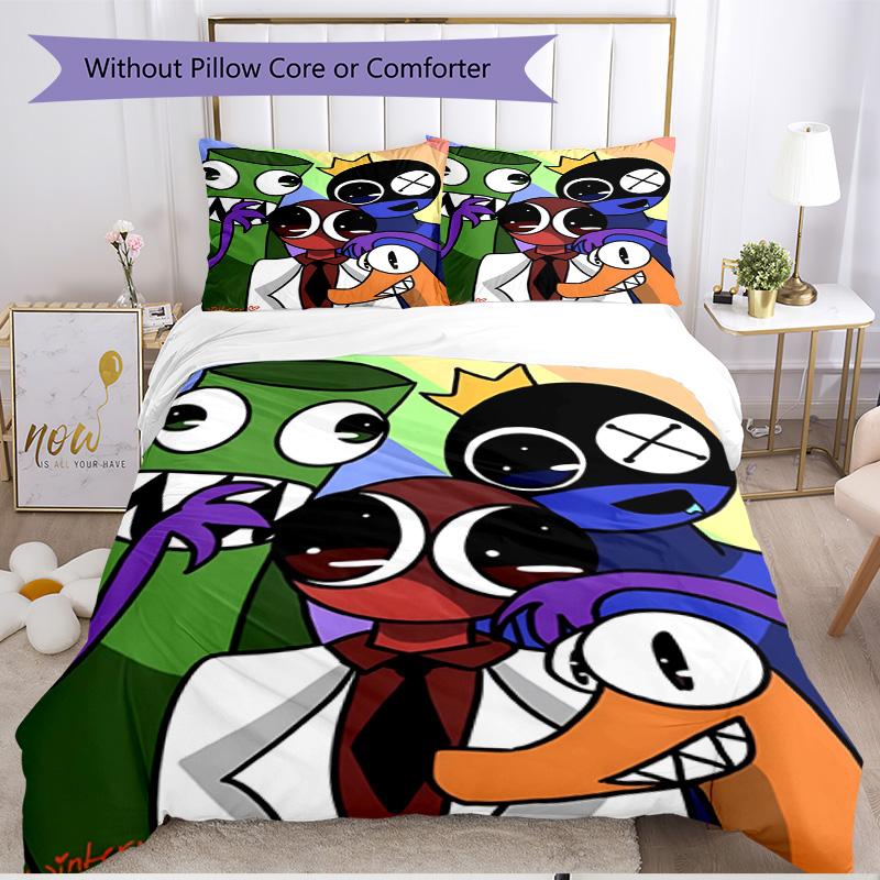 3pcs Duvet Cover Set (1*Duvet Cover + 2*Pillowcase, Without Core), Game Rainbow Friends Print Soft All‑Season Bedding Set, Home Bedroom Decor Gift