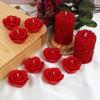 Candles For Home Decor, Rose Fragrance, Pillar Shape And Floating Combo, Red Color, Pack Of 10, 4 X 7 Centimeters - Wax