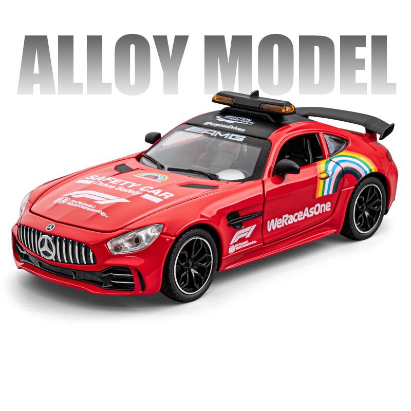 1/24 Benzs-GT GTR Alloy Sports Safety Car Model Diecasts Metal Toy Race Medical Rescue Vehicles Model Sound and Light Kids Gifts