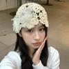 Лето, Тонкий Дизайн, Корейский Стиль, Ажурный, Жемчужный Цветок, Ручная Вязка, Шапка с Капюшоном, Женский, Милый и Симпатичный, Нишевая Шапка