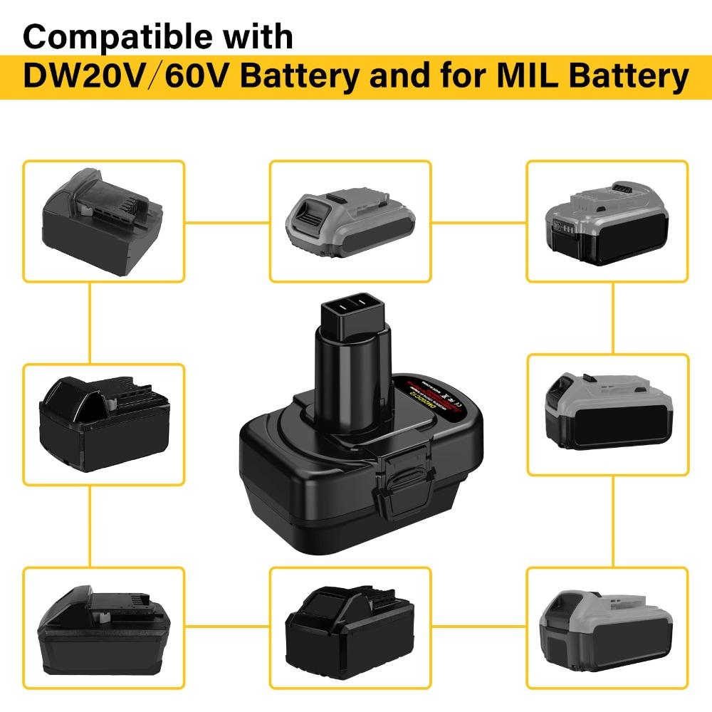 Адаптер батареи DM20DC12 для DeWalt 20V на батареи Milwaukee 18V для инструментов DeWalt 12V/14.4V Ni-CD Ni-MH