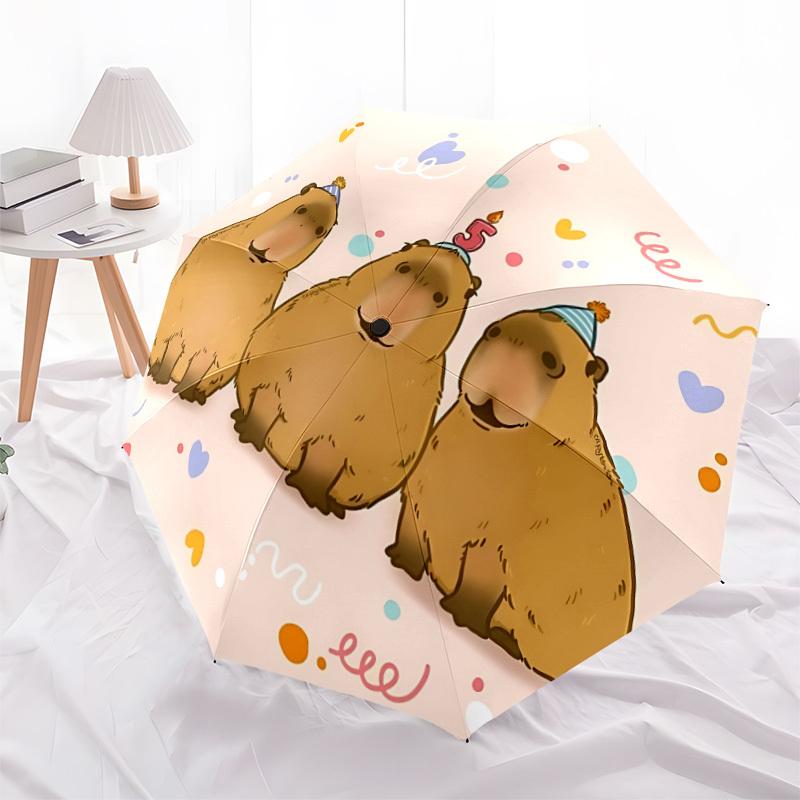1pc Party Capybara Automatic Umbrella Portable Home Essential Umbrella, Iron Umbrella Structure Suitable for All Seasons yy251123185