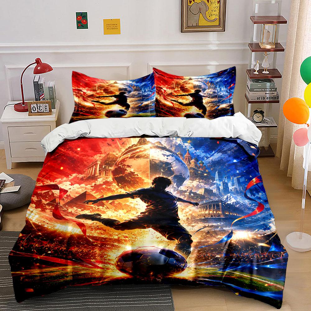 "Soccer Silhouette 3-Piece Set" Bedding Duvet Cover Set Duvet Cover Pillowcases (1 * Duvet Cover 2 * Pillowcases, without duvet insert)