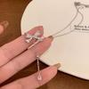 Bow Tie Tassel Necklace for Women In Summer, Light Luxury, Niche, Versatile Collarbone Chain, Water Drop Shape