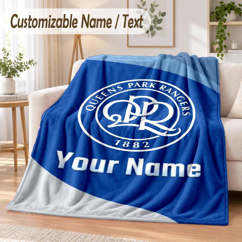 Custom Text Flannel Blanket Queens Park Rangers FC Print Warm Cozy Blanket Home Sofa Bedding