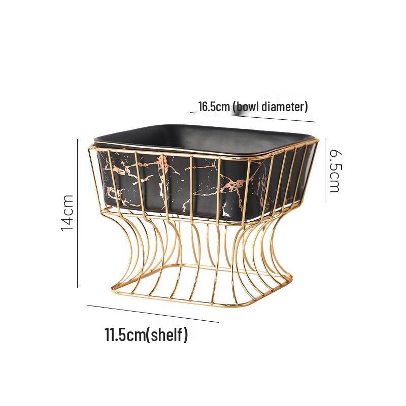 Керамическая квадратная салатница Qianxing Мраморная с золотым декором