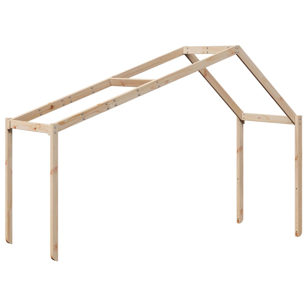 High Bed with Roof 90 x 190 cm Solid Pine Wood