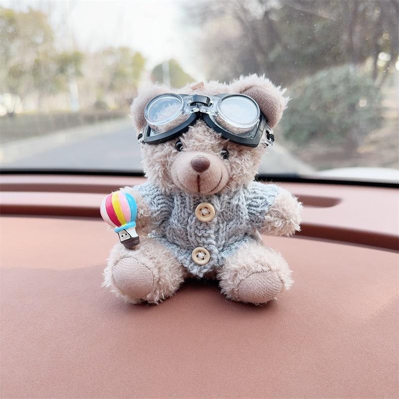 Cute Cartoon Bear Car Dashboard Decoration Plush Figurine Interior Ornament