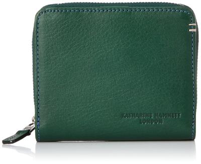 Hamnett Bifold Wallet MINERAL отечественная дубленая кожа Экологичная круглая молния Средний сгиб Зеленый [Catherine London] Высокое качество (цеолит дубленый)