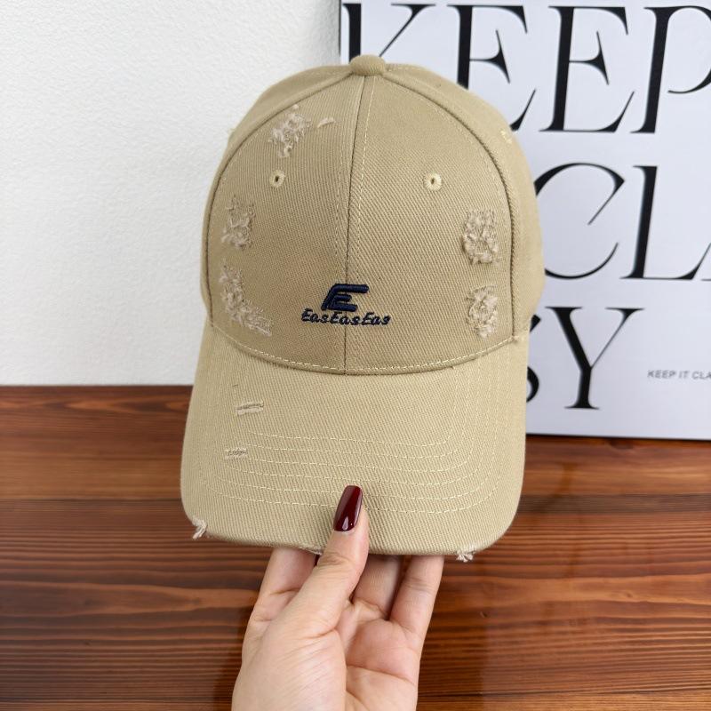 Hat female street new ripped baseball cap letter embroidery versatile casual couple cap male