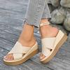 Thick-soled Slippers Women's 2025 New Summer Wear Foreign-style Wedge Slippers Large-size Women's Casual Slippers
