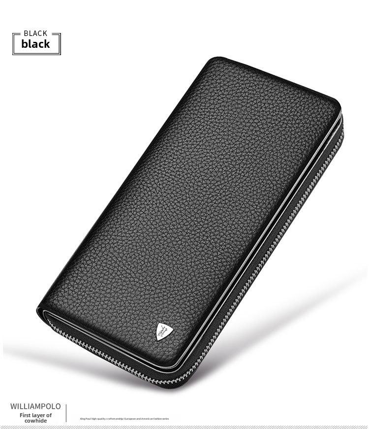 Мужской длинный кошелек из натуральной кожи King Paul - держатель для нескольких карт с клатчем большой емкости