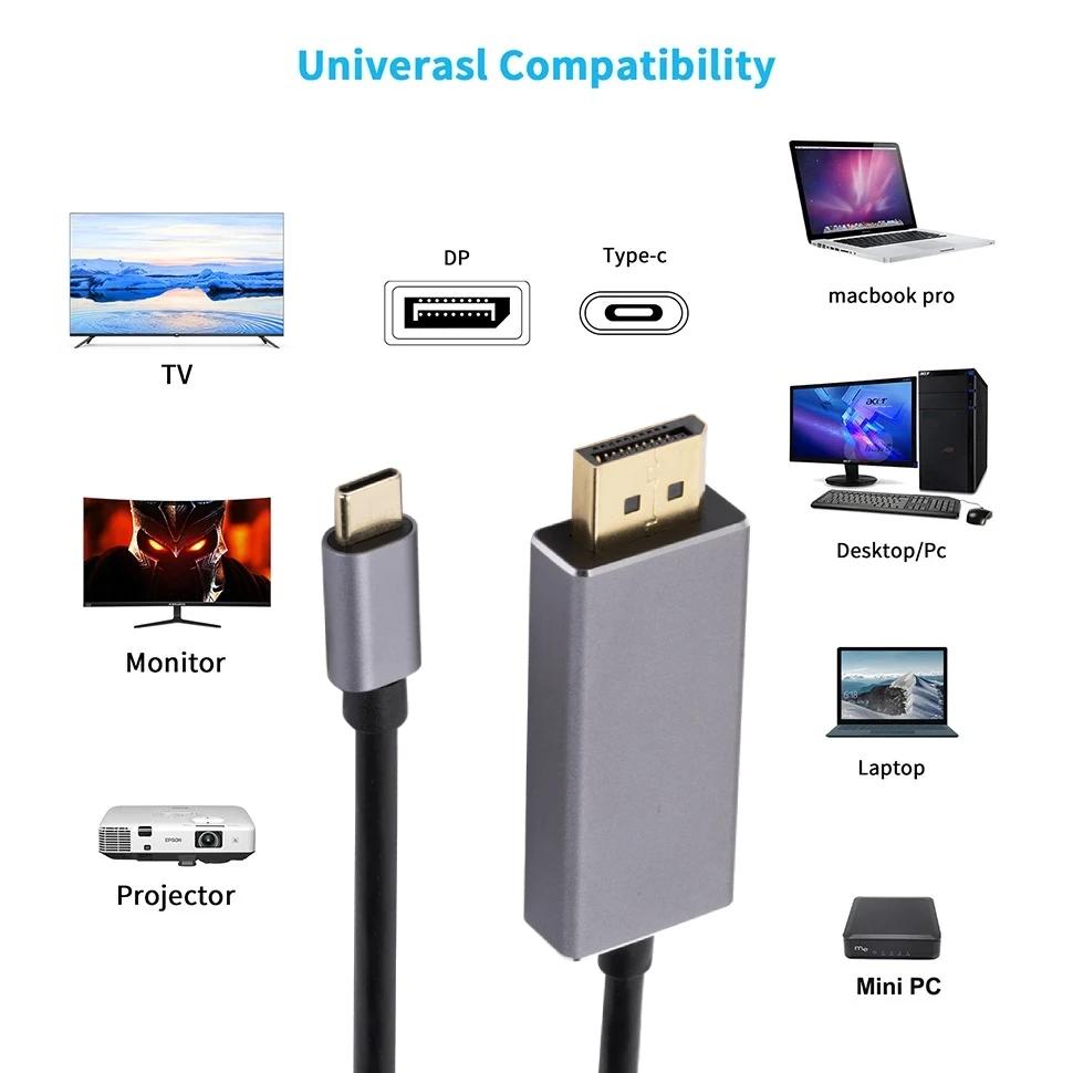Кабель Type C - DP 8K 60 Гц, Динамический HDR, USB-C - DisplayPort, Thunderbolt 3/4, 4K USB-C Кабель для MacBook, ПК, Монитора