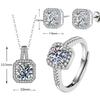 925 Sterling Silver Zircon Jewelry Set with Necklace, Ring & Earrings