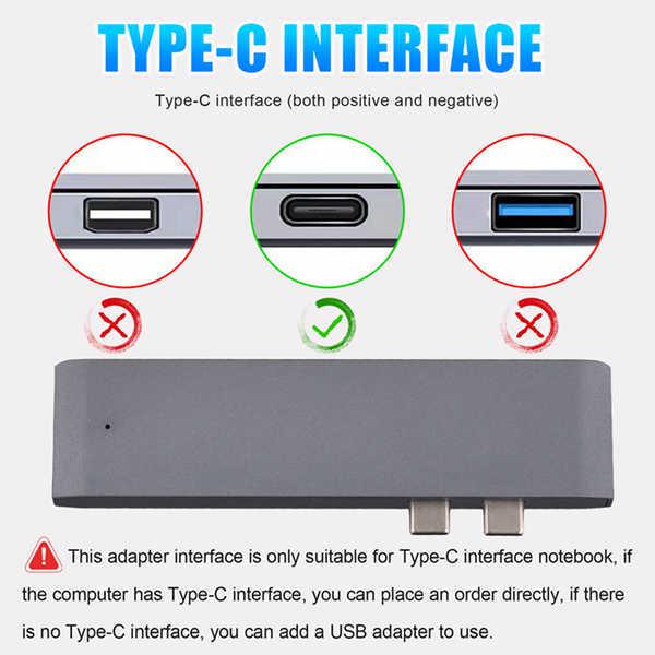 1-Piece Aluminum Alloy Type-C Expansion Dock, 7-in-1 Hub, Gray, Compatible with MacBook