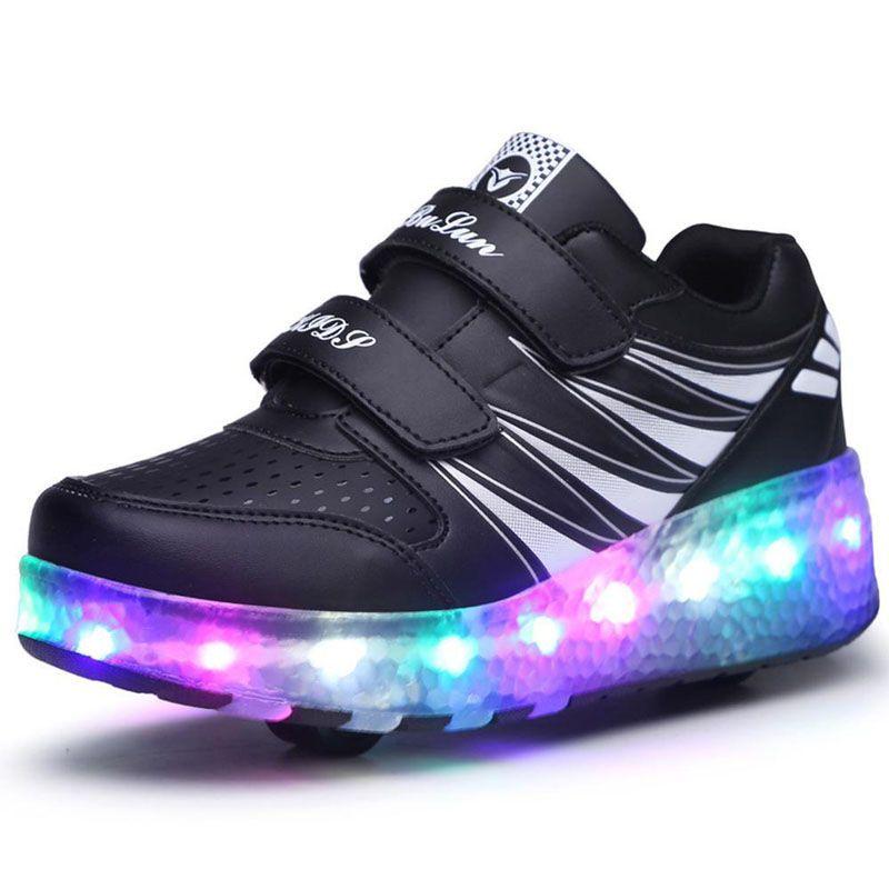 Versatile Led Shoes With Wheels Mesh Roller Skate Glowing Kid Luminous Unisex Sneakers
