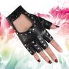 Women's Half-Finger PU Cyberpunk Motorcycle Gloves with Rivet Design for Dance and Nightclub